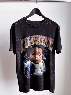 Lil Wayne Tha Carter III Graphic Tee Mineral Wash Black S Oversized Distressed